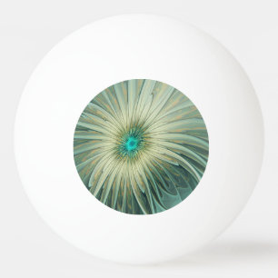 Balle De Ping Pong Art floral fractal fantaisiste vert sauge abstrait