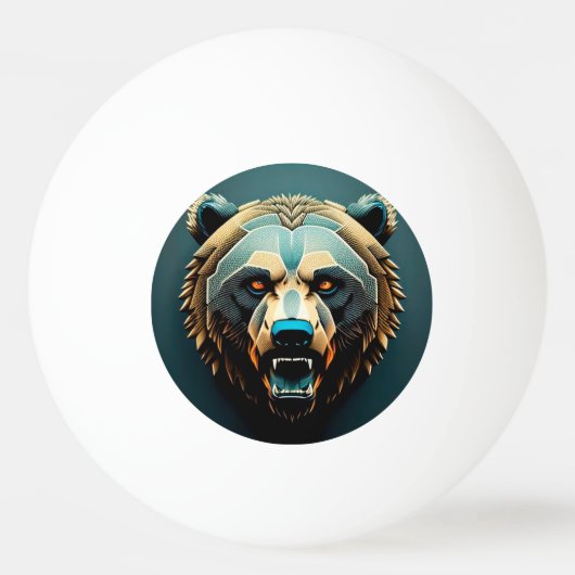 Balle De Ping Pong Art stylisé d'ours féroce (Devant)