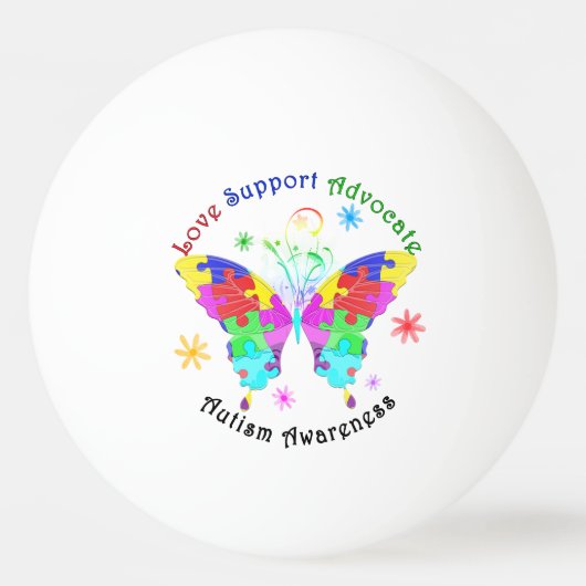 Balle De Ping Pong Autism Butterfly (Dos)