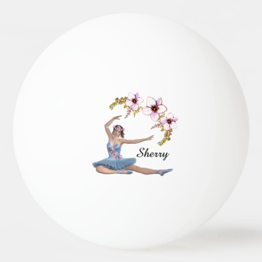Balle De Ping Pong Ballerina en bleu Personal Rose Fleurs (Dos)
