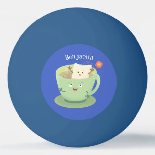 Balle De Ping Pong Bande dessinée de la tasse de thé mignonne humour