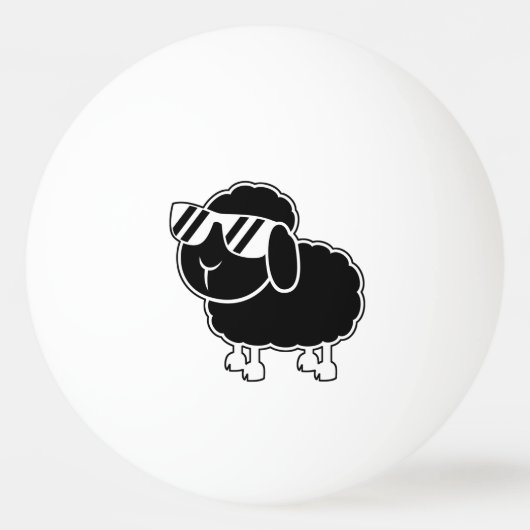 Balle De Ping Pong Bande dessinée mignonne de moutons noirs (Devant)