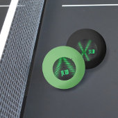Balle De Ping Pong Bandes vertes et noires Abstraites avec initiales