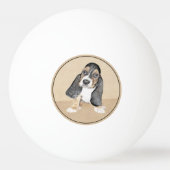 Balle De Ping Pong Basset Hound Peinture Chiot - Art Chien original (Devant)