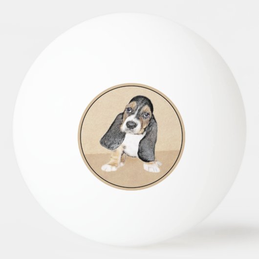 Balle De Ping Pong Basset Hound Peinture Chiot - Art Chien original (Dos)