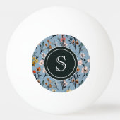 Balle De Ping Pong Bébé bleu Boho aquarelle Floral Monogramme (Dos)