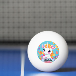 Balle De Ping Pong Bébé mignon Unicorn Butterfly Nom personnalisé