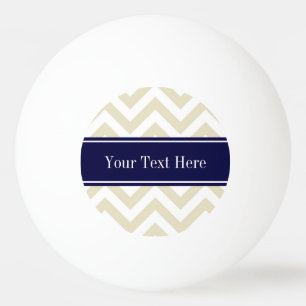 Balle De Ping Pong Beige Lg Chevron Marine Nom bleu Monogramme