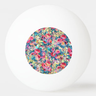 Balle De Ping Pong Belle rose vintage aquarelle fleurie léopard