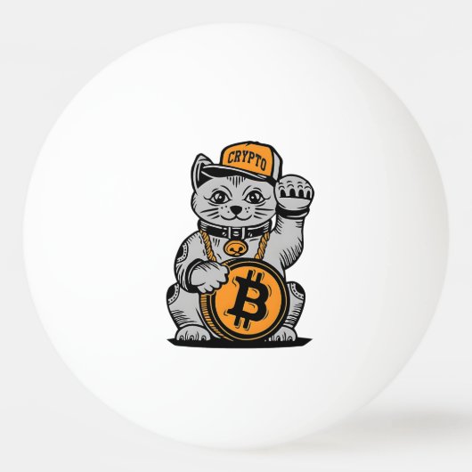Balle De Ping Pong Bitcoin Lucky Cat - Crypto btc (Devant)