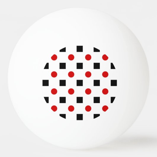 Balle De Ping Pong Black Squares Red Polka Dots (Devant)
