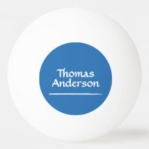 Balle De Ping Pong Blanc moderne minimaliste sur bleu