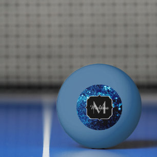 Balle De Ping Pong Bleu étincelles Abstraites bulles congelées Monogr