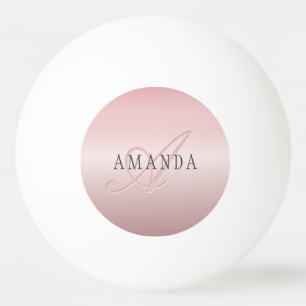 Balle De Ping Pong Blush Élégant Faux Or Rose Nom & Monogramme