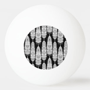 Balle De Ping Pong Boho plumes : motif noir et blanc