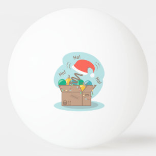 Balle De Ping Pong Boite artisanale avec décoration de Noël et chapea