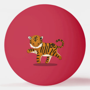 Balle De Ping Pong "Bonne année" Chinois Zodiac Tigre Rouge