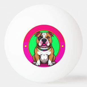 Balle De Ping Pong Bouledogue anglais sur un fond vibrant