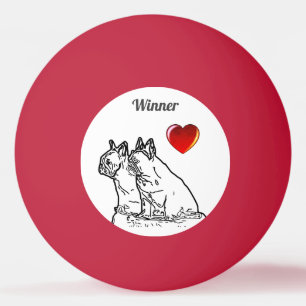 Balle De Ping Pong Bouledogues français avec cœur French Bulldog