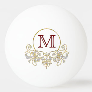 Balle De Ping Pong Bouton RETRO ORNAMENT + votre monogramme