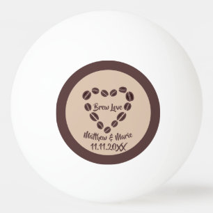 Balle De Ping Pong Brew Love Coffee Bean Heart