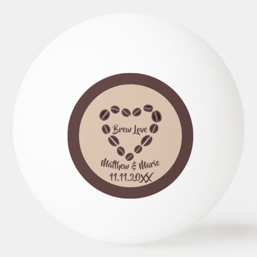 Balle De Ping Pong Brew Love Coffee Bean Heart (Devant)