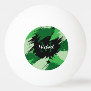Balle De Ping Pong Brosse nuances de nom vert avec monogramme