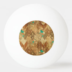 Balle De Ping Pong Brown Grunge Quilt Stars Coeurs