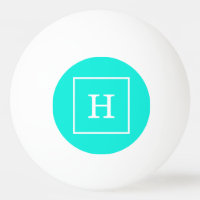 Brt Aqua Turquoise Blanc encadré Monogramme initia