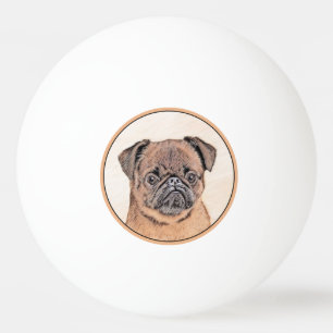 Balle De Ping Pong Bruxelles Griffon Smooth Painting Original Chien A