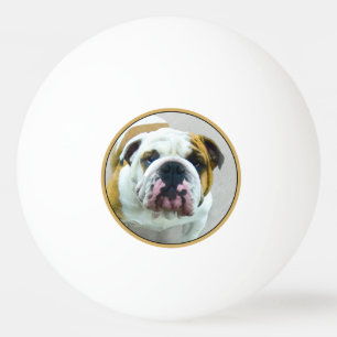 Balle De Ping Pong Bulldog Painting - Joli art original chien