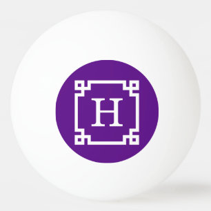 Balle De Ping Pong Cadre de clé grecque blanche violet #2 Monogramme 