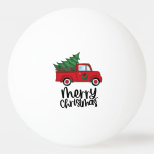 Balle De Ping Pong Camion rouge avec sapin de Noël pour joueur de pin