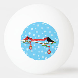 Balle De Ping Pong Cardinal Et Cardinal En Branche - MERRY XMAS