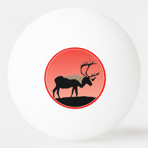 Balle De Ping Pong Caribou au coucher du soleil - Art original de la