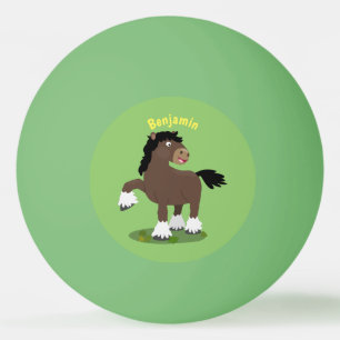 Balle De Ping Pong Caricature de cheval de trait de Cute Clydesdale