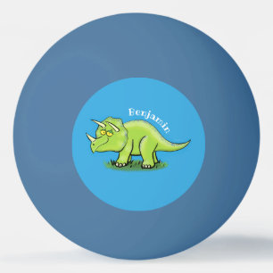 Balle De Ping Pong Caricature de dinosaure de triceratops vert mignon