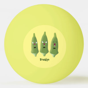 Balle De Ping Pong Caricature de légumes de l'okra chantante mignonne