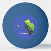 Balle De Ping Pong Caricature de lézard de caméléon vert joyeux (Dos)