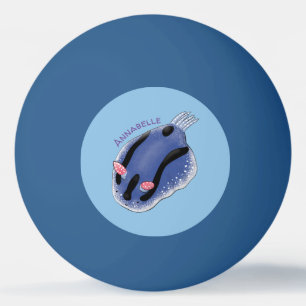 Balle De Ping Pong Caricature de nudibranche bleu mignon
