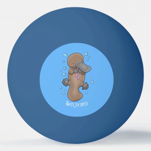 Balle De Ping Pong Caricature de platypus bébé très heureuse (Devant)