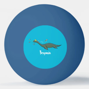 Balle De Ping Pong Caricature de plesiosaure, monstre marin mignon et