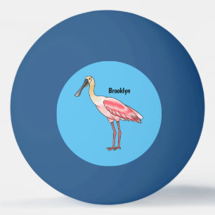 Balle De Ping Pong Caricature d'oiseau de spatule de rose