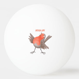 Balle De Ping Pong Caricature d'oiseau rouge chantant mignon