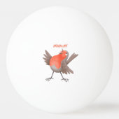 Balle De Ping Pong Caricature d'oiseau rouge chantant mignon (Dos)