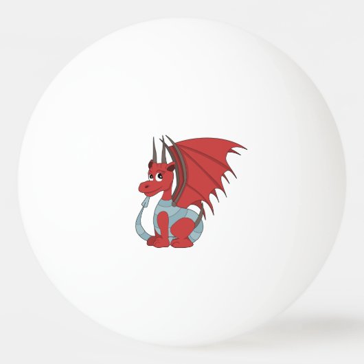 Balle De Ping Pong Caricature Dragon Rouge (Devant)