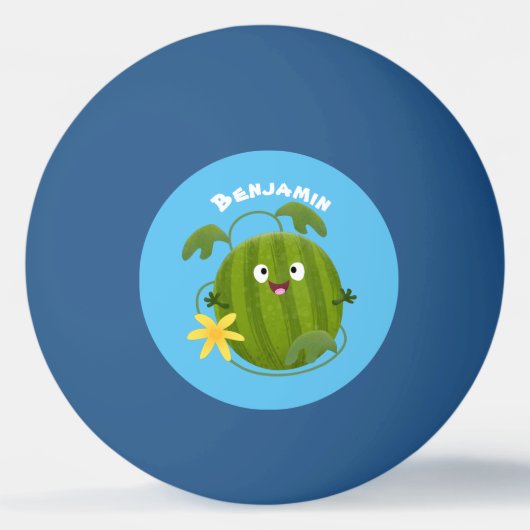 Balle De Ping Pong Caricature joli et souriant de pastèque (Devant)