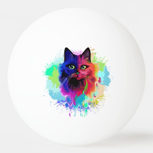 Balle De Ping Pong Cat Trippy Psychedelic Pop Art (Devant)