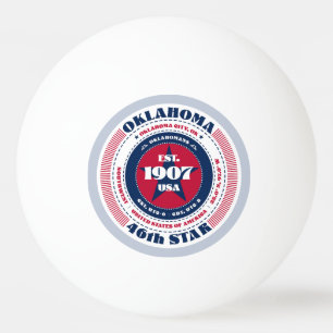 Balle De Ping Pong Cercle d'Oklahoma rouge, blanc et bleu