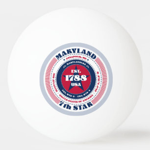 Balle De Ping Pong Cercle du Maryland rouge, blanc et bleu